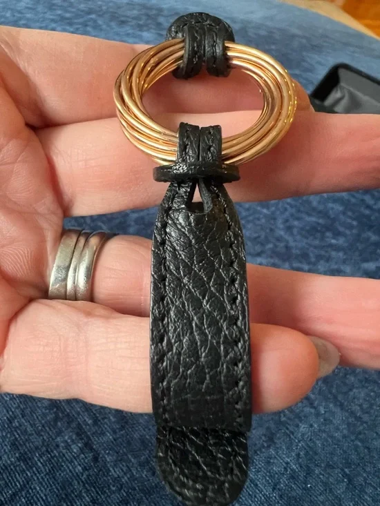 Milor Italy Bronze Leather Bracelet Black Strap Gold Tone Ring New in Box - Picture 10 of 16